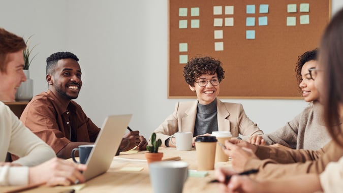 Employees happy in a meeting